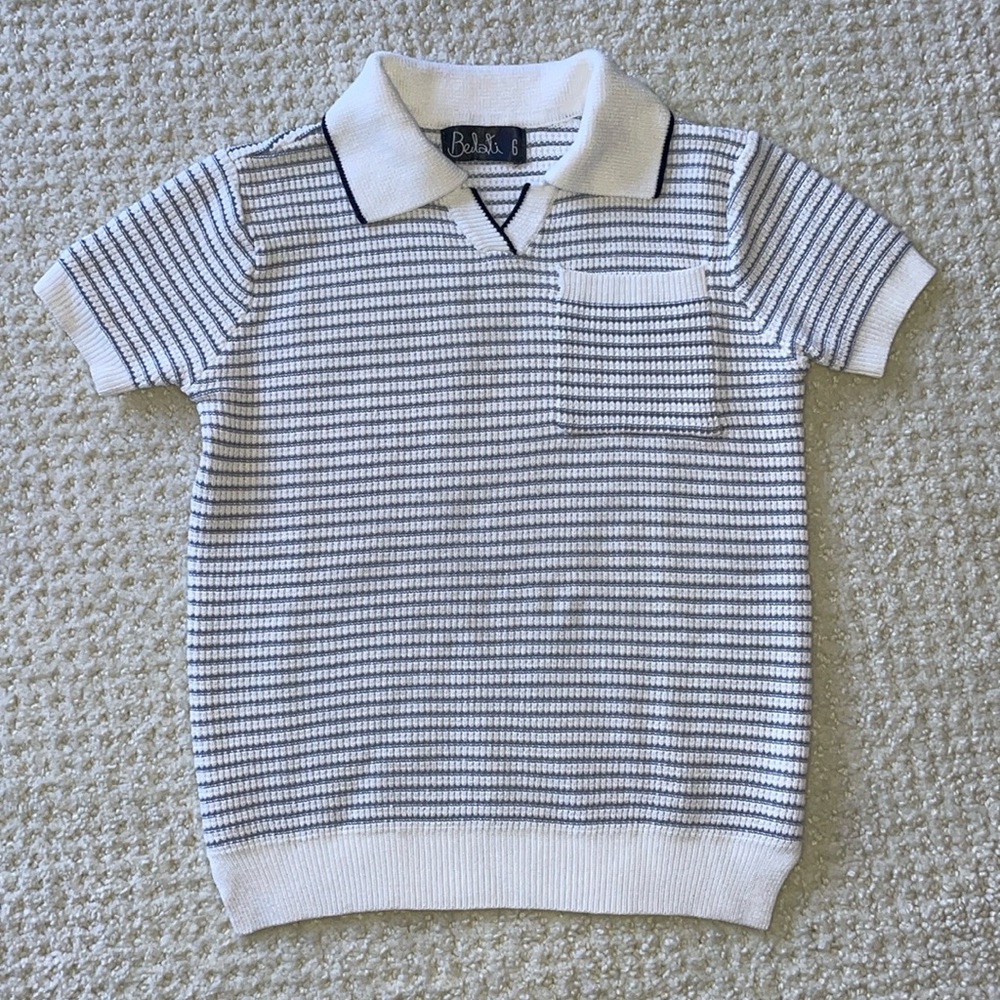 Belati dressy white/blue stripe sweater top